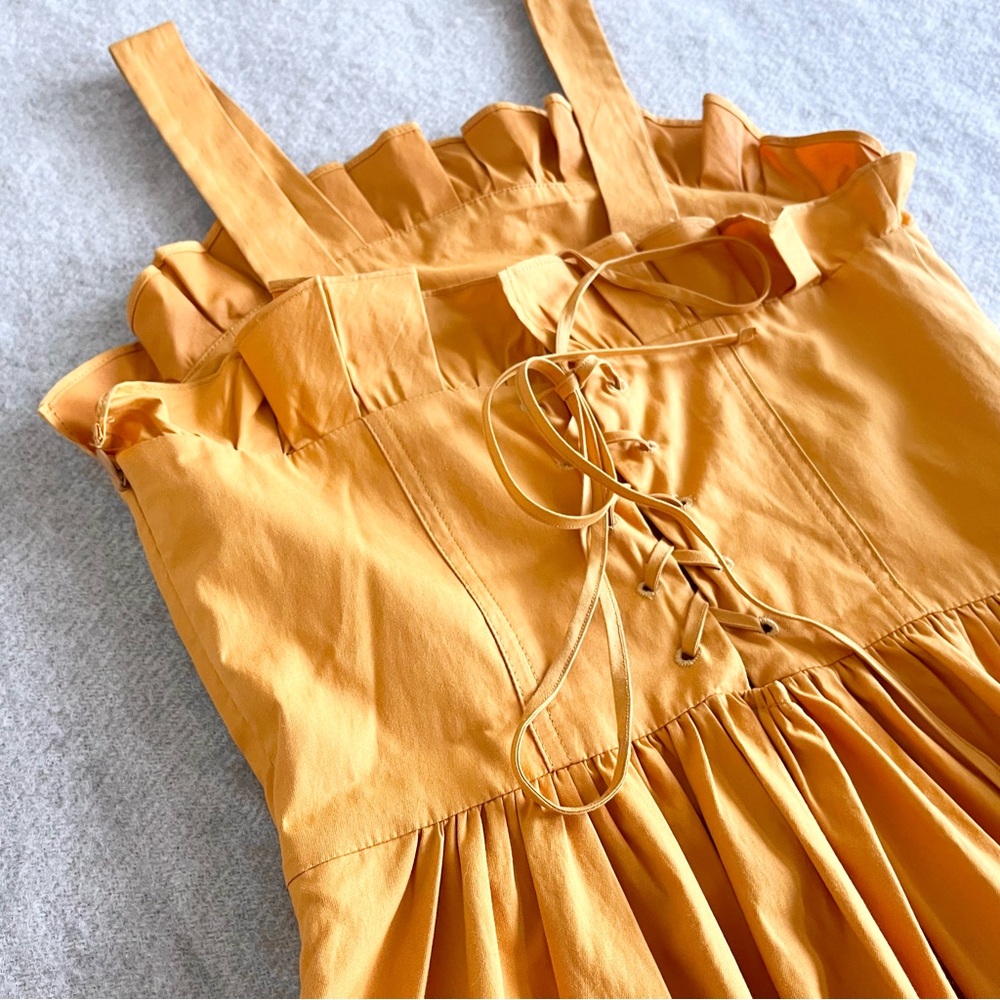 SEA New York sunrise ruffle lace up dress in marigold - Picture 10 of 13